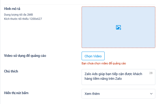 Hướng dẫn tạo quảng cáo Video trong Zalo Ads